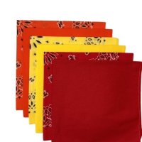 (image for) USA Made Paisley & Solid Yellow Orange Red 6 PK 22" 100% Cotton