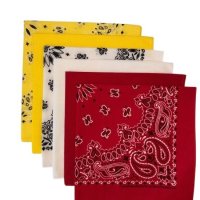 (image for) USA Made Paisley & Solid White Red Yellow 6 PK 22" 100% Cotton