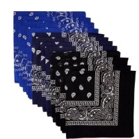 (image for) Paisley Bandanas Royal Blue, Navy, & Black 22" X 22" 100% Cotton (12 PK)