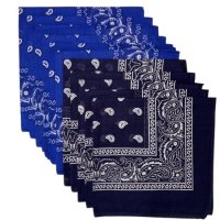 (image for) Paisley Bandanas Royal Blue & Navy 22" X 22" 100% Cotton (12 PK)