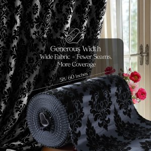 (image for) 60" Silver/Black Flocked Damask Taffeta Fabric Roughly 75 Yards Per Roll