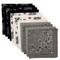 (image for) USA Made Paisley & Solid Bandanas - Silver, White, Black 12 Pk 22" 100% Cotton