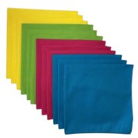 (image for) USA Made Solid 3 Yellow, 3 Lime, 3 Hot Pink, 3 Turquoise Bandanas 12 Pack 22" x 22" Cotton
