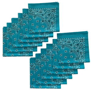MTL Cotton Paisley Bandana – USA Made, Turquoise Blue, Men's