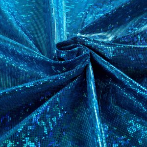 (image for) 60" Turquoise Shattered Glass Hologram Fabric 50 Yard Roll, Spandex 4-Way Stretch