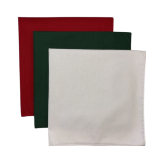 (image for) USA Made Solid Color Bandanas 3Pk 100% Cotton - White, Forest Green, Red 22" x 22"