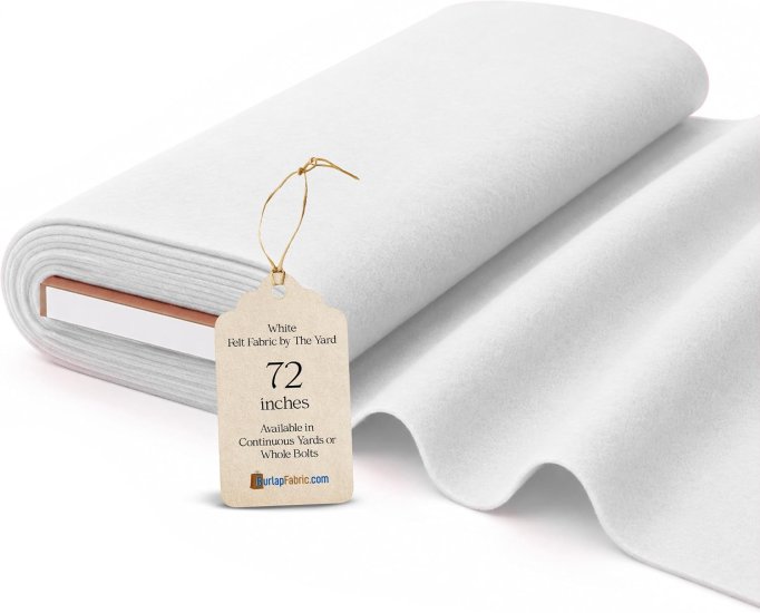 (image for) 72" White Felt Fabric By The Yard - 100% Polyester