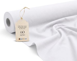(image for) Wholesale White Broadcloth Fabric By The Roll - 60" Wide 80/20 Poly-Cotton Blend, 60 Yards