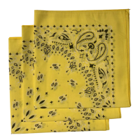 (image for) Yellow Paisley Bandanas - Made In The USA (3 Pk) 22" x 22"