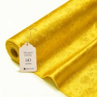 (image for) 60" Yellow Jacquard Satin Fabric Per Yard - 100% Polyester