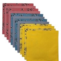 (image for) USA Made Paisley & Solid Bandanas - Yellow, Light Blue, Pink 12 Pk 22" 100% Cotton