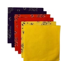 (image for) USA Made Paisley & Solid Purple Orange Yellow 6PK 22" 100%Cotton