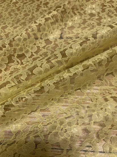 (image for) 60" Yellow Raschel Lace Fabric By The Yard