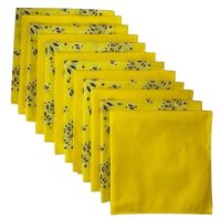 (image for) USA Made Paisley & Solid Yellow Bandanas 12 Pk 22" 100% Cotton