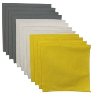(image for) Made in USA Solid 4 Yellow, 4 White, 4 Silver Bandanas 12 Pack 22" x 22" Cotton