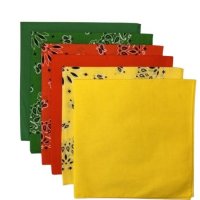 (image for) USA Made Paisley & Solid Yellow Orange Green 6PK 22" 100%Cotton