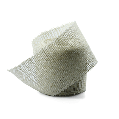 4" Off-White Jute Ribbon - 10 Yards (serged) Made in USA - Click Image to Close