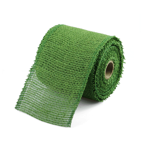 4" Green Burlap Ribbon 10 Yard Roll (Sewn Edges) Made in USA