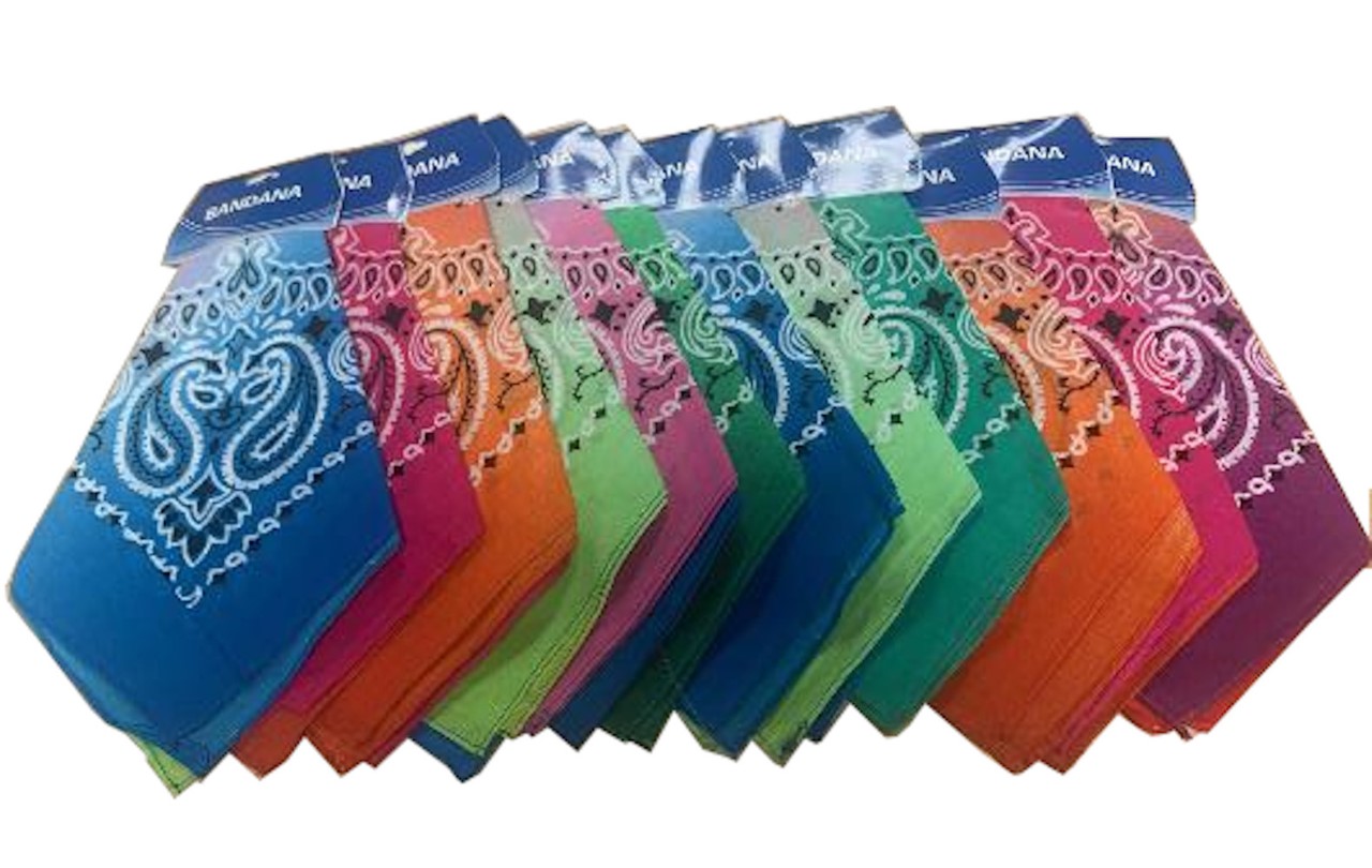 Multi Color Assorted Paisley Bandanas (12 Pk) 22" x 22"