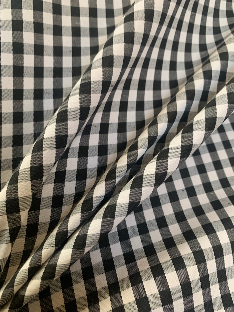 1/4" Black Gingham Fabric 60" Wide By The Yard Poly Cotton Blend