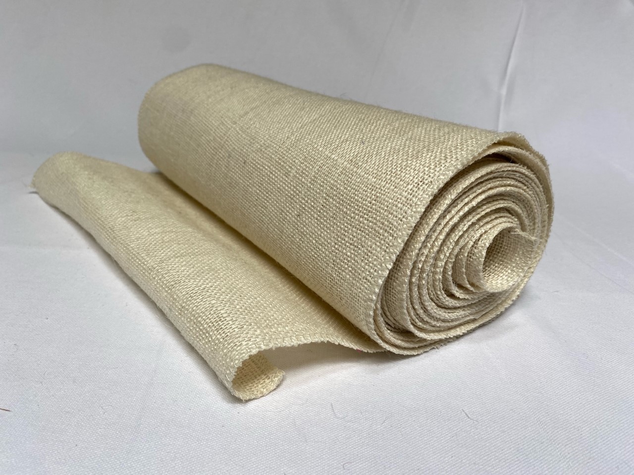 14" Oyster Burlap Sewn Edge 10 Yard Roll Made In USA - Click Image to Close