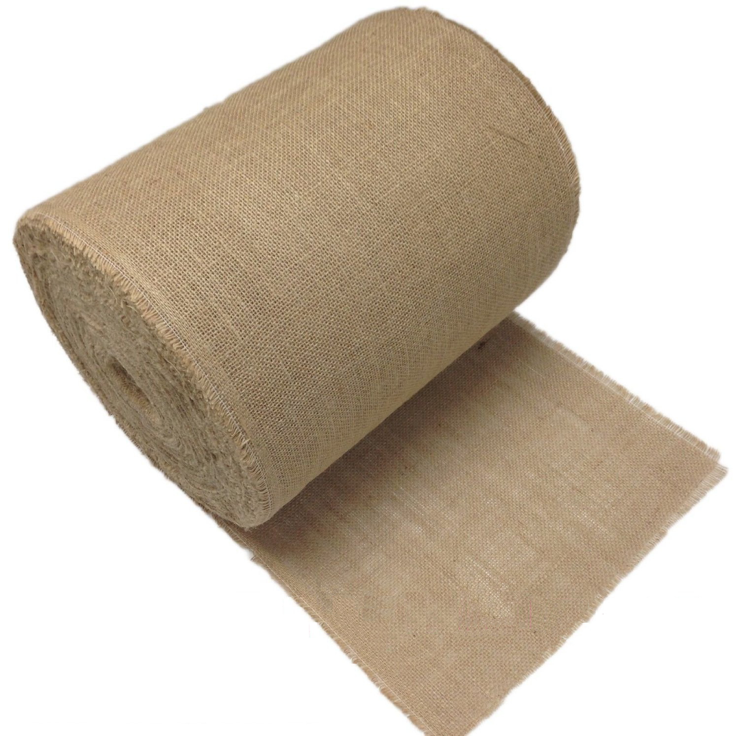 14" 100 Yard Sewn Edge Burlap Roll with Frayed Edges - Click Image to Close