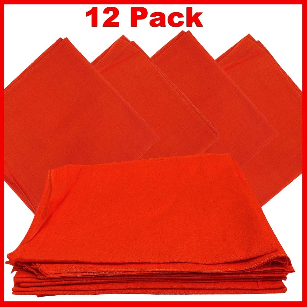 Orange Bandanas - Solid Color 27" x 27" (12 Pack)