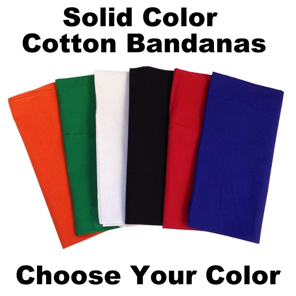 27" x 27" Solid Color Bandana Assortment (12 pack)
