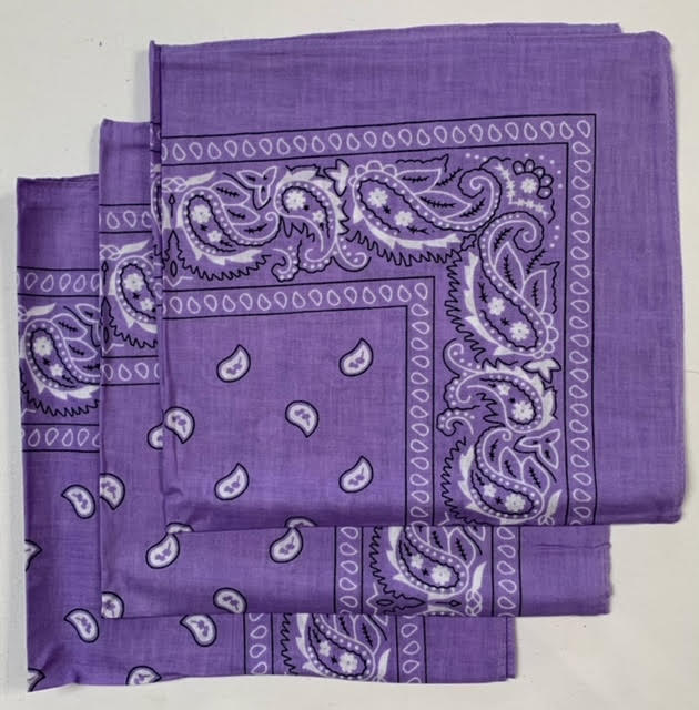 Lavender Paisley Bandanas (3 Pack) 22" x 22" 100% Cotton