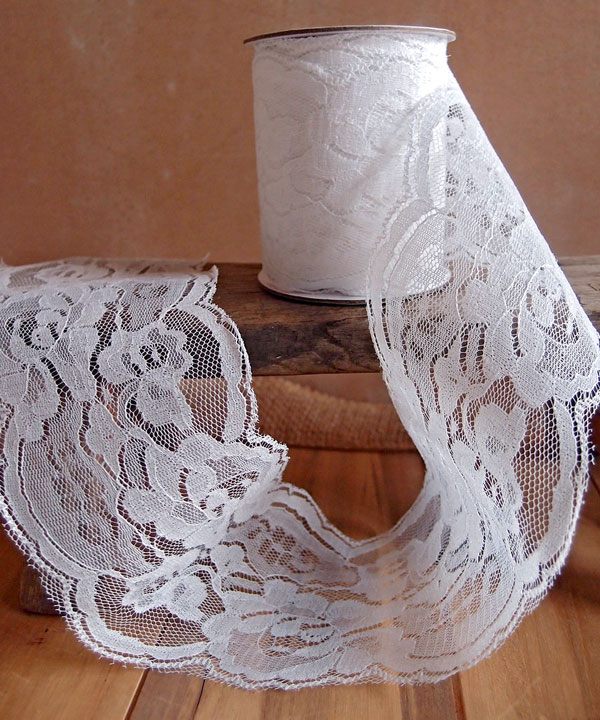 3" White Lace Ribbon - 10 Yards - Click Image to Close