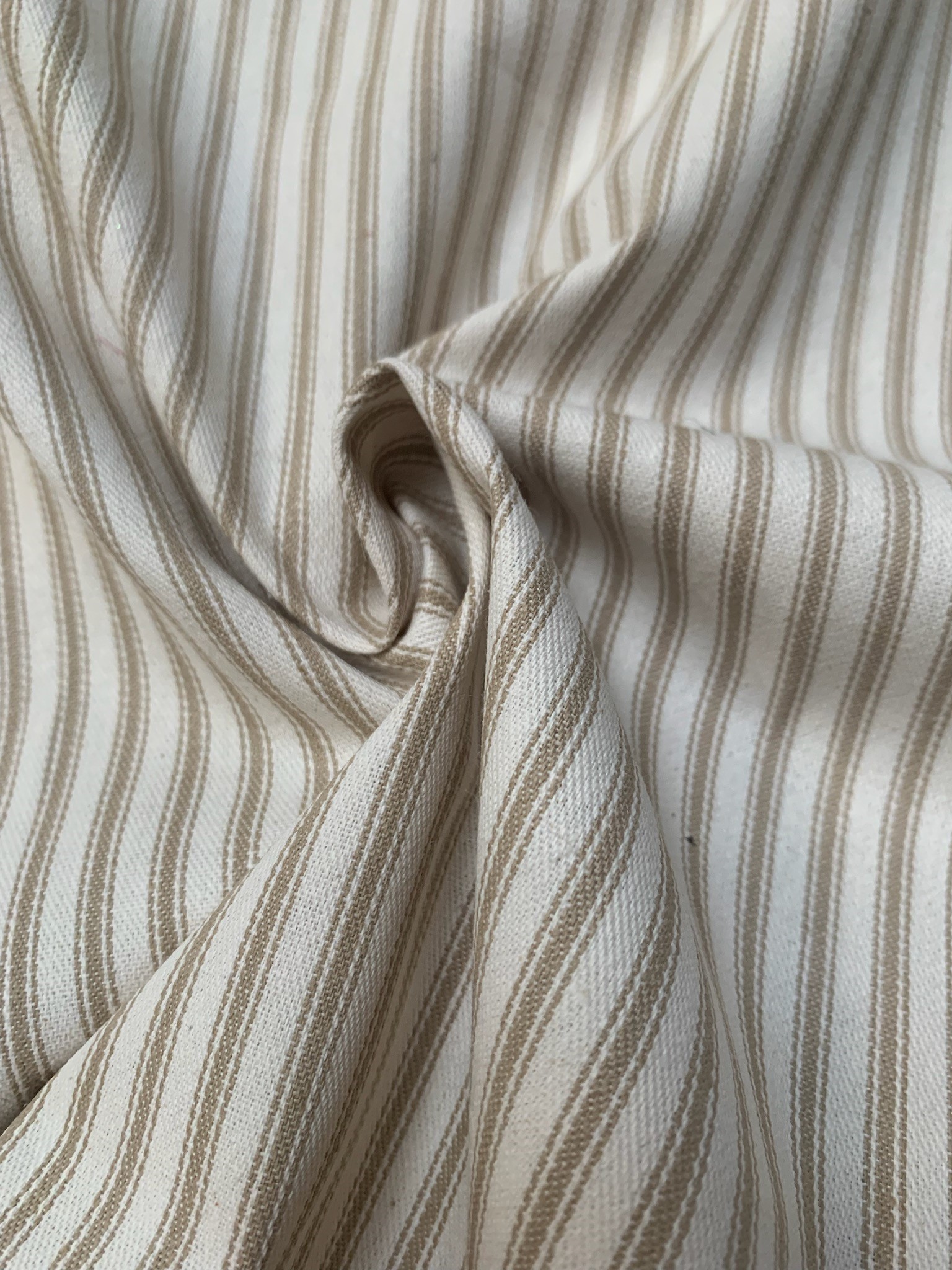 44/45" Kahki Woven Ticking Fabric By The Yard