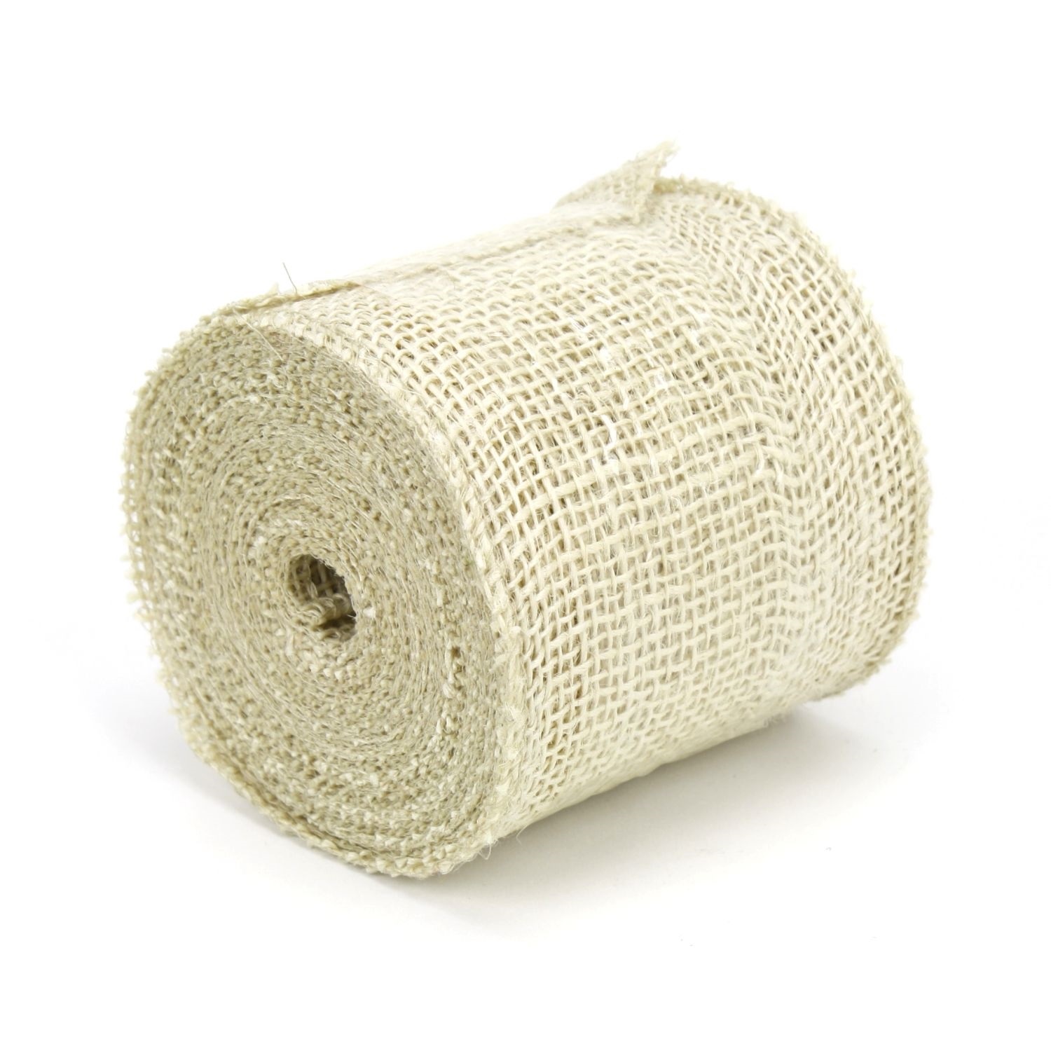 4" Oyster Burlap Ribbon - 10 Yards (Serged) Made in USA - Click Image to Close