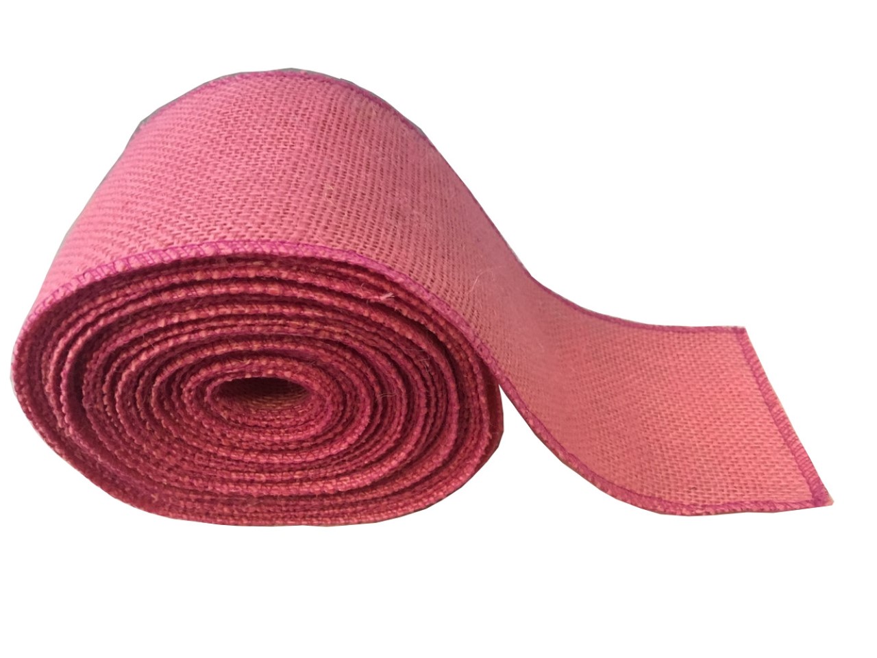 4" Pink Burlap Ribbon - 10 Yards (Sewn Edges) Made in USA - Click Image to Close