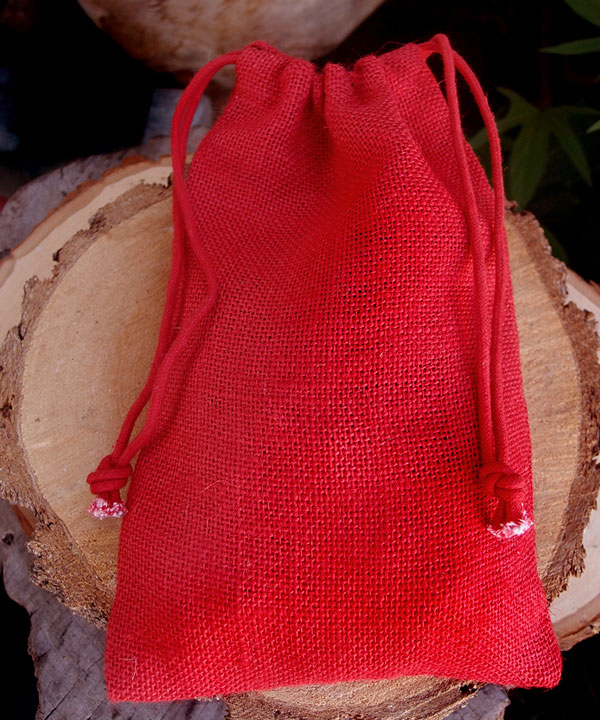 Red Burlap Drawstring Bags 6" x 10" (12 Pack)