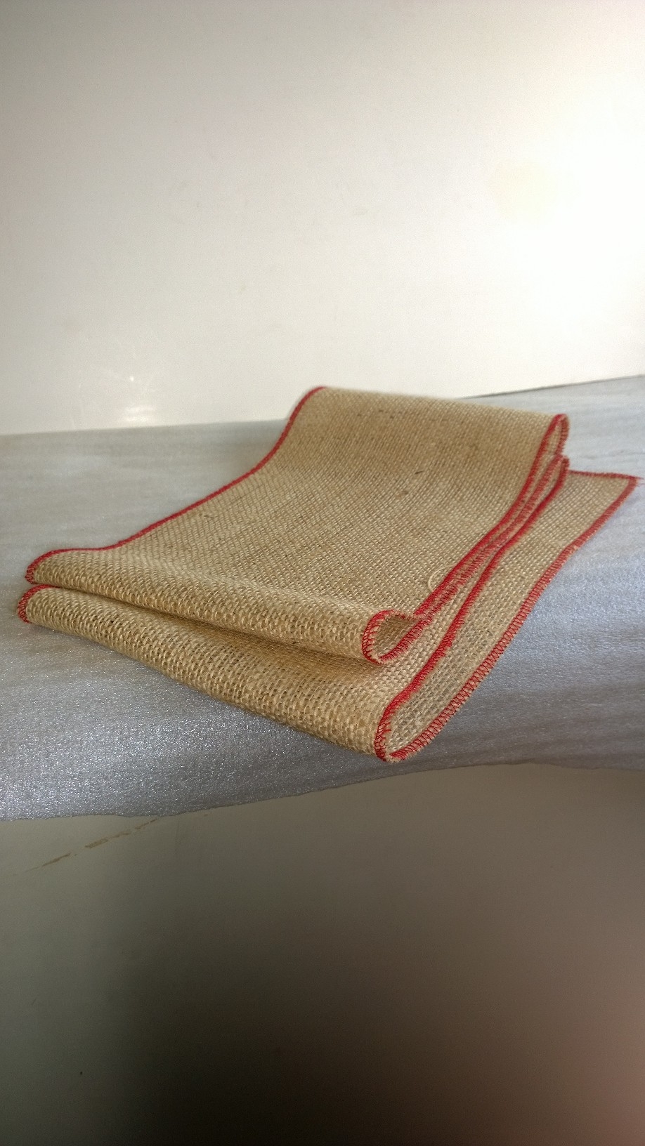 6" Burlap Ribbon with Red Edge - 10 Yards