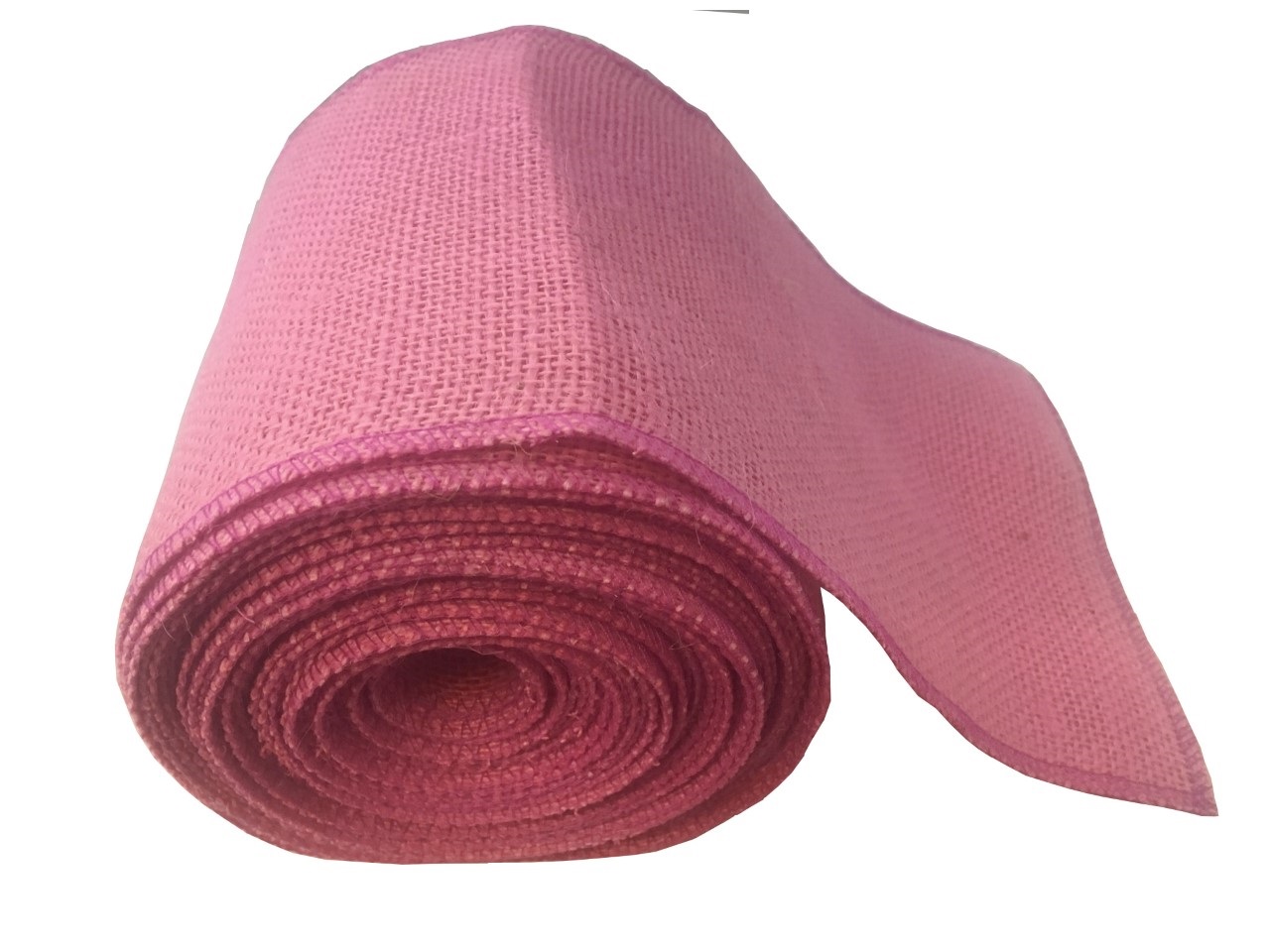 6" Pink Burlap Ribbon - 10 Yards (Serged) Made in USA - Click Image to Close