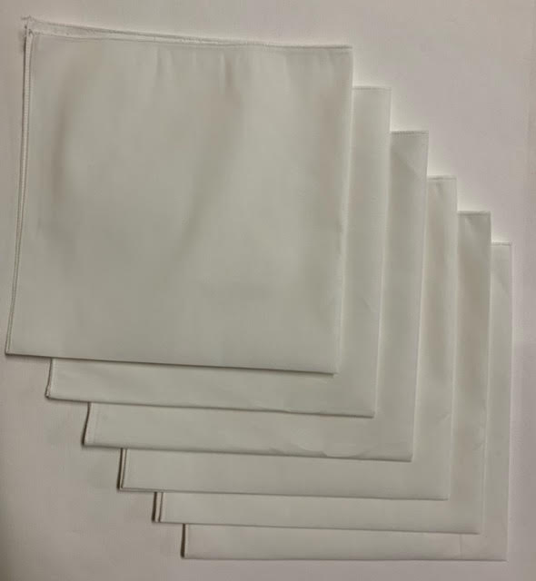 Made in the USA Solid White Bandanas 6 Pk, 22" x 22" Cotton