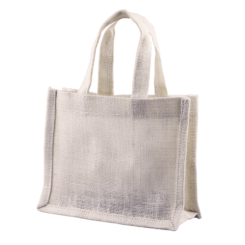 7" x 6" x 2-3/4" Off White Jute Tote Bags (6 Pack)