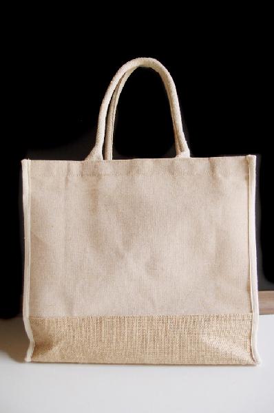 Jute Blend Tote Bag With Ivory Accents 15 Â½"W x 13 Â¾ "H x 6"D - Click Image to Close