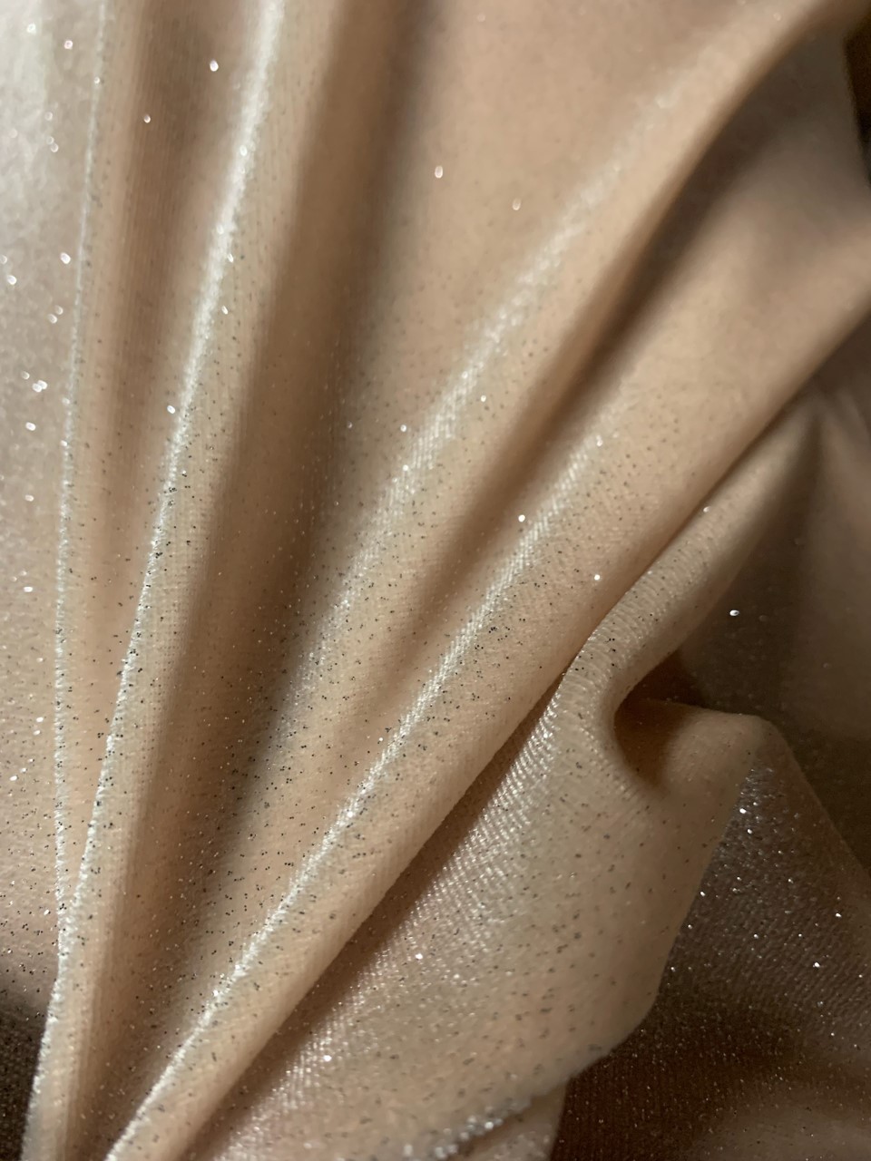58/60" Beige Glitter Stretch Velvet Fabric - By The Yard