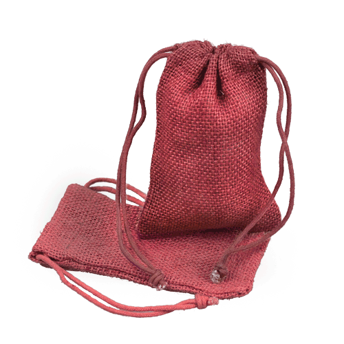 5" x 7" Burgundy Red Burlap Bags with Jute Draw (12 Pk)