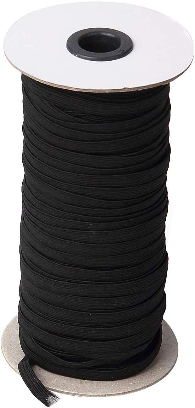 1/4" Black Elastic Cord Braided - 70 Yards - Click Image to Close
