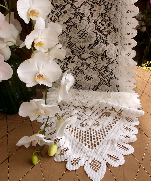 Ivory Floral Lace Runner 13" x 96"