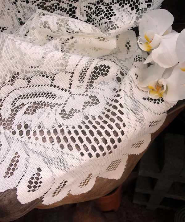 Ivory Lace Table Runner - Floral Style 13" x 120" - Click Image to Close