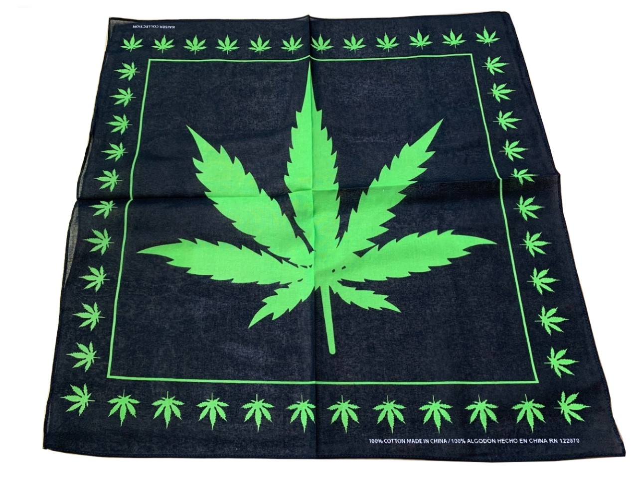 Marijuana Leaf Bandana 100% cotton 22" x 22" - Click Image to Close