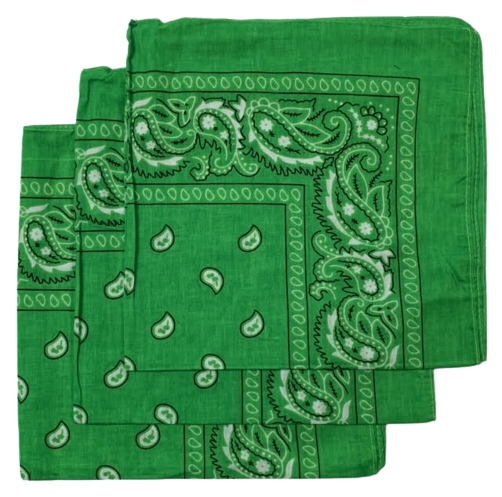 Light Green Paisley Bandanas (3 Pack) 22" x 22" 100% Cotton