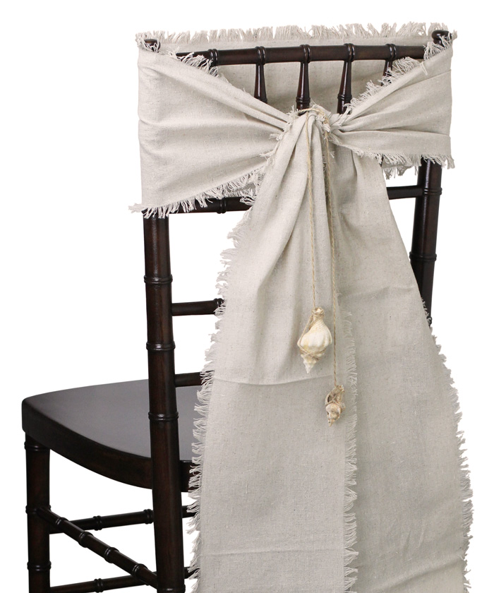 8" x 108" Linen Chair Sashes - Fringed Edges