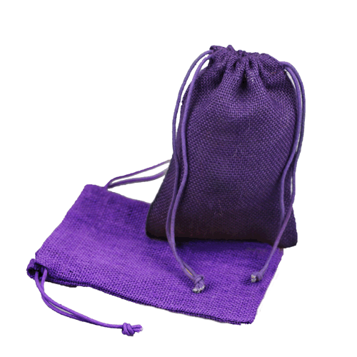 Purple Jute Drawstring Bags - 5" x 7" (12 pack) - Click Image to Close