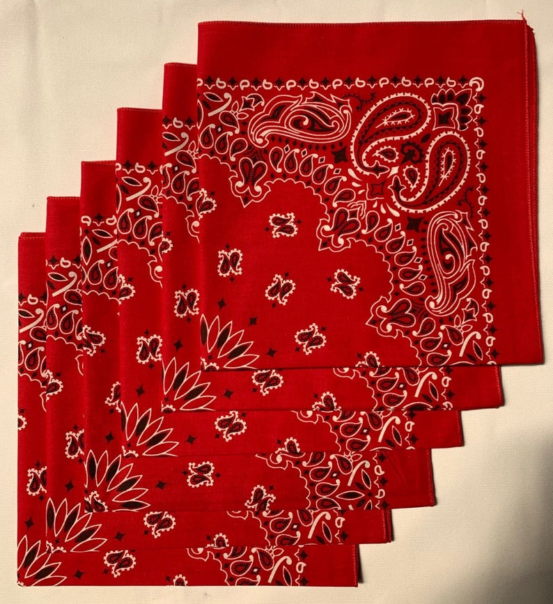 Red Paisley Bandanas - USA Made (6 Pk) 22" x 22"
