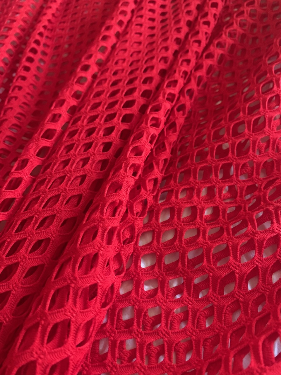 58" Red Poly Mesh Fabric BTY 75% Poly, 17% Nylon, 8% Spandex